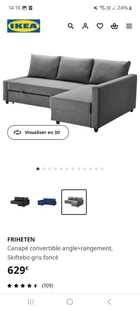 Canapé convertible IKEA, Maison & Meubles, Canapés | Salons, Utilisé, Banc d'angle, Trois personnes, Tissus, Enlèvement