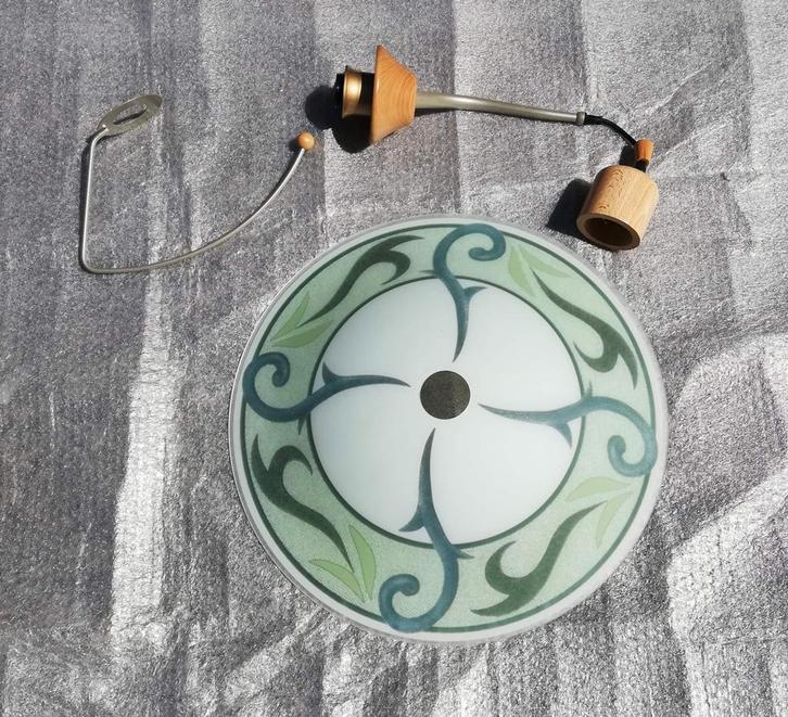 Suspension luminaire, Maison & Meubles, Lampes | Lustres, Comme neuf, Verre, Bois, Enlèvement