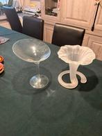 2 decoratieve Siervazen, Ophalen, Gebruikt, Wit, Glas