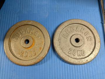 Musculation disques 2x20 kg fonte, Enlèvement, Comme neuf, Plaques d'haltères