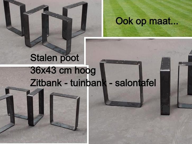 Poten in staal voor zitbank of salontafel - 36 x 43 cm hoog, Huis en Inrichting, Tafelonderdelen, Nieuw, Tafelpoot, 150 tot 200 cm