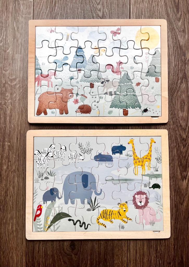 Set van 2 houten puzzels, Kinderen en Baby's, Speelgoed | Houten speelgoed, Zo goed als nieuw, Overige typen, Ophalen