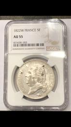 Munt zilver France 5 frank Lodewijck XVIII  1822 W mooi !!, Ophalen of Verzenden, Frankrijk, Losse munt, Zilver