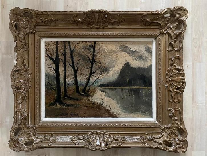 Schilderij van André Brunin gesigneerd en gedateerd (1928), Antiquités & Art, Art | Peinture | Classique, Enlèvement