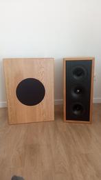 DIY MTM-luidsprekerboxen, massief eikenhout, Audio, Tv en Foto, Luidsprekerboxen, Nieuw, 120 watt of meer, Front, Rear of Stereo speakers