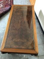 Salontafel in notenhout, Huis en Inrichting, Ophalen, Gebruikt, Glas