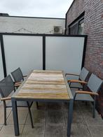 tafel met vier stoelen kan uitschuiven tot zes personen., Tuin en Terras, Tuinmeubel-accessoires, Gebruikt, Ophalen of Verzenden