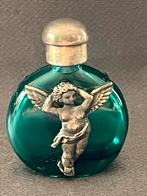 Antiek parfumflesje – Parijs- groen glas metalen engelfiguur, Verzamelen, Ophalen of Verzenden, Zo goed als nieuw