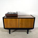 Vintage audiomeubel, notenhout hoogglans, Huis en Inrichting, Kasten |Televisiemeubels, Gebruikt, Vintage, Minder dan 100 cm, 25 tot 50 cm