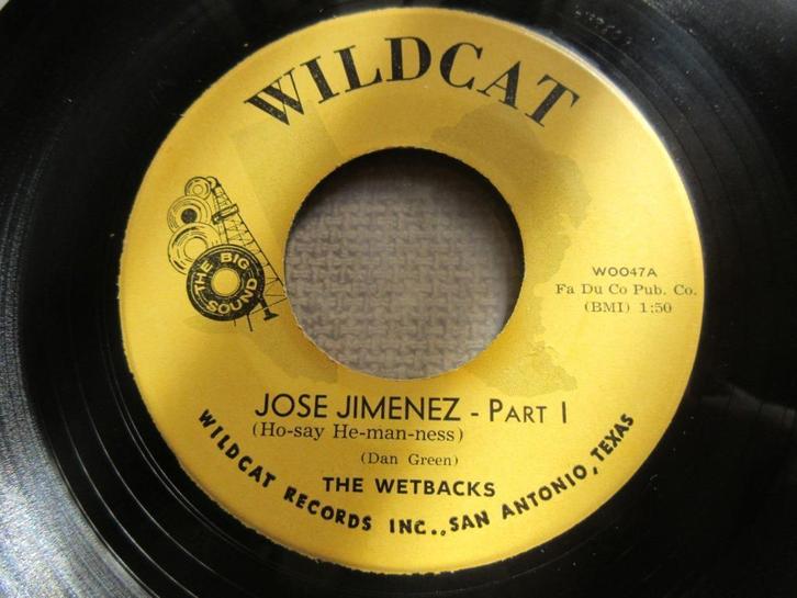 De Wetbacks Jose Jimenez Pt1 & Pt2 Popcorn Oldies, Cd's en Dvd's, Vinyl Singles, Gebruikt, Single, R&B en Soul, 7 inch, Ophalen of Verzenden