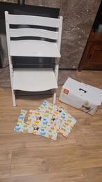 Witte trip trap stoel met babyset en kussen, Kinderen en Baby's, Kinderstoelen, Ophalen, Zo goed als nieuw