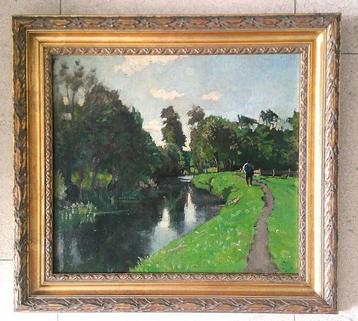 Boer wandelt in boslandschap 2-X-'44 - Hollandse School beschikbaar voor biedingen