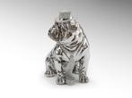 UNIEK Bulldog Hat design object polyresin glossy silver, Ophalen of Verzenden, Nieuw