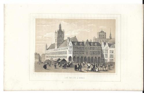 1844 - Ieper, de hallen, Antiquités & Art, Art | Eaux-fortes & Gravures, Envoi