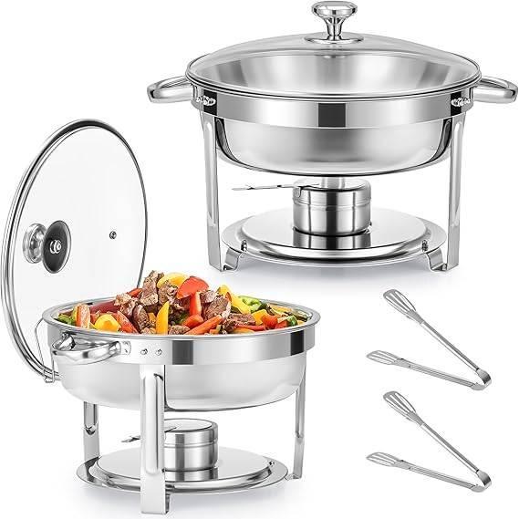Set van 2 ronde chafing schotels | verwarmers | GRATIS LEV, Hobby en Vrije tijd, Overige Hobby en Vrije tijd, Nieuw, Verzenden