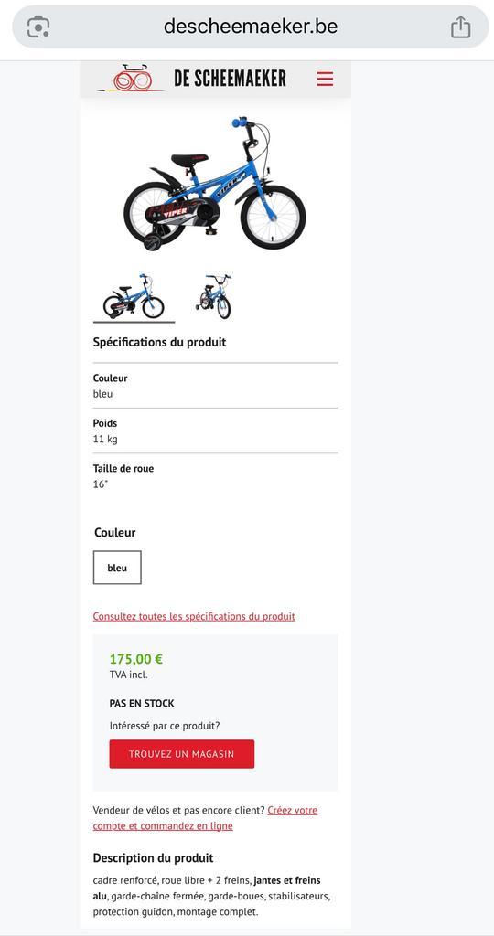 Vélo Viper- Evolutif enfants 4- 5 ans Super Etat, Vélos & Vélomoteurs, Vélos | Tricycles pour enfants, Utilisé, Siège réglable
