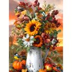 Vase Diamond Painting avec fleurs oranges 50x40cm (carré), Envoi, Neuf, Bricolage