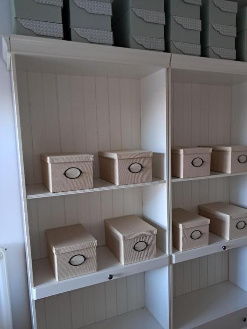 3 landelijke  boekenkasten in gebroken wit, Huis en Inrichting, Kasten | Boekenkasten, Gebruikt, Met lade(s), Met plank(en), Overige houtsoorten