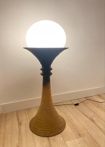 Lampadaire en céramique Doria vintage avec boule de verre