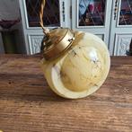 Vintage Art-Deco gemarmerde opaline glazen hanglamp., Ophalen of Verzenden