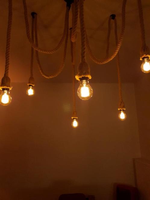 Unieke jute touwlamp – industriële eyecatcher!, Huis en Inrichting, Lampen | Overige, Gebruikt, Ophalen of Verzenden
