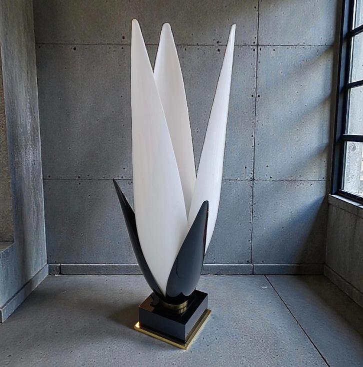 +140cm! Maison Rougier Lotus floor lamp regency 1970s France, Antiek en Kunst, Antiek | Verlichting, Ophalen of Verzenden