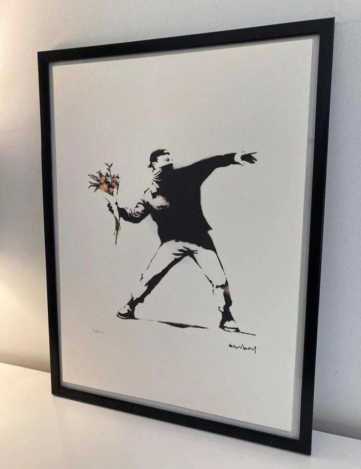 BANKSY: ingelijste lithografie met certificaat, Antiek en Kunst, Kunst | Litho's en Zeefdrukken, Ophalen of Verzenden