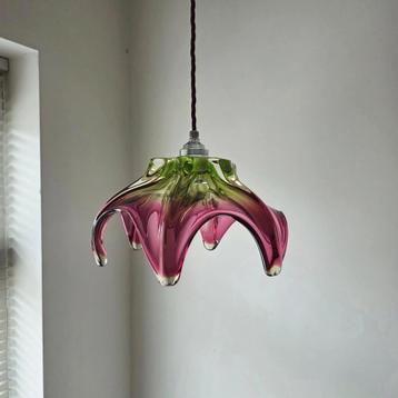 Lampe suspendue en verre vintage., Enlèvement ou Envoi
