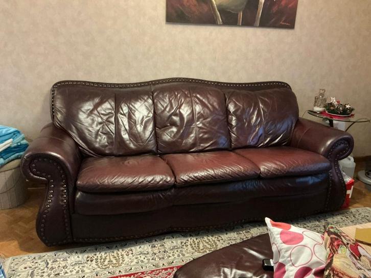Canapé en cuir., Huis en Inrichting, Zetels | Zetels, Gebruikt, 200 tot 250 cm, 100 tot 125 cm, Leer, Ophalen