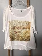 Witte blouse met print en transparant op de mouwen, Gedragen, Maat 38/40 (M), Wit