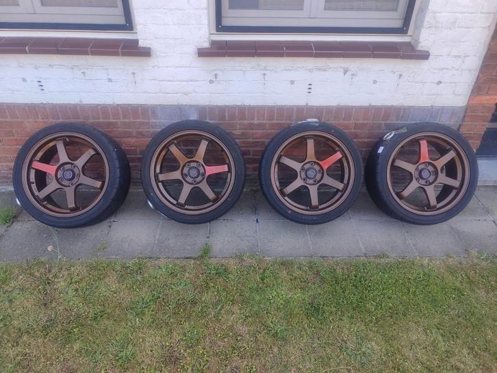 Rays Volk racing te37 semi slicks 18", Auto-onderdelen, Banden en Velgen, Banden en Velgen, Zomerbanden, 18 inch, 225 mm, Personenwagen
