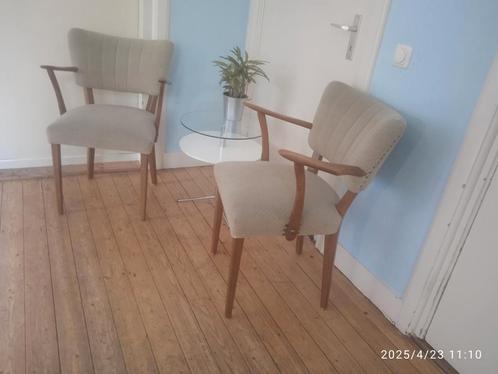 Beige groene Retro Vintage design setje stoelen 2, Antiek en Kunst, Curiosa en Brocante, Ophalen