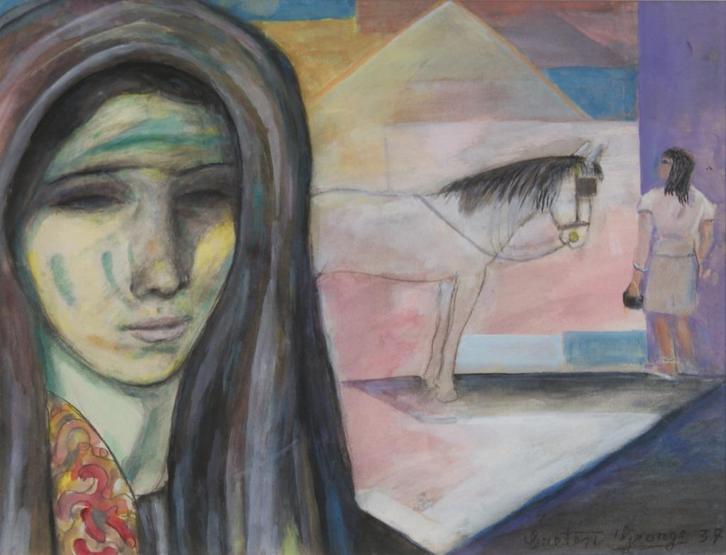 Georges Creten (1887-1966): Egypte 1937 (69 x 61 cm), Antiek en Kunst, Kunst | Schilderijen | Klassiek, Ophalen of Verzenden