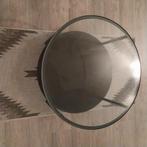 Salon tafel rond met glazen top en metalen frame, Huis en Inrichting, Tafels | Salontafels, Ophalen, 50 tot 75 cm, Rond, Zo goed als nieuw