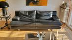 Zwarte leren bank, Huis en Inrichting, Zetels | Zetels, Ophalen, Gebruikt, Driepersoons, Rechte bank