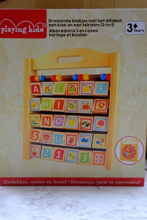 Houten 3-in-1 telraam met klok én alfabet, Kinderen en Baby's, Speelgoed | Educatief en Creatief, Gebruikt, Taal en Lezen, Rekenen
