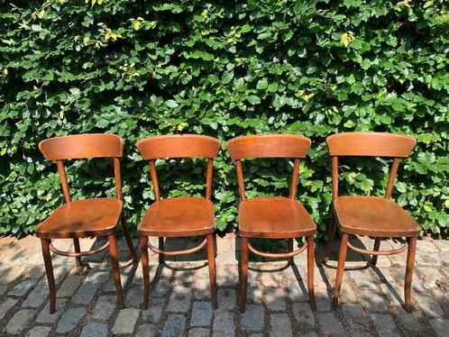 4 vintage Parijse caféstoelen, Huis en Inrichting, Stoelen, Gebruikt, Hout, Ophalen