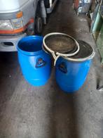 Gereinigde blauwe vaten 70l Met deksel en spanklem, Minder dan 75 liter, Ophalen, Zo goed als nieuw, Kunststof