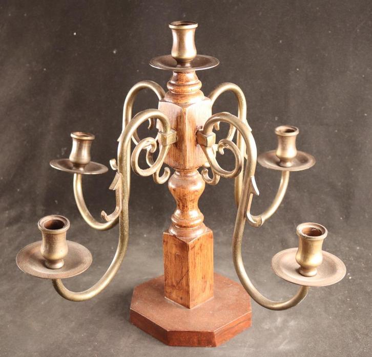 Mooie vintage tafelkandelaar, Antiek en Kunst, Antiek | Kandelaars, Ophalen of Verzenden