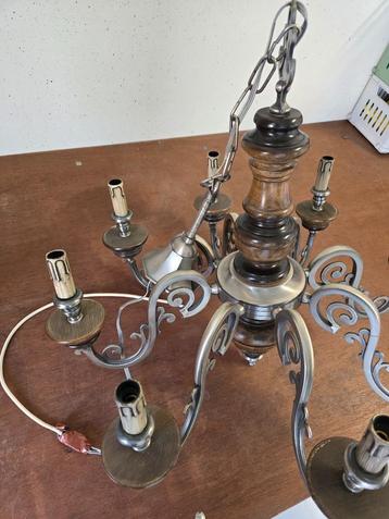 Hanglamp old style, Huis en Inrichting, Lampen | Kroonluchters, Ophalen, Gebruikt, Metaal, Boerenhoeven/kasteelstijl