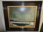 Winterlandschap geschilderd op doek., Ophalen