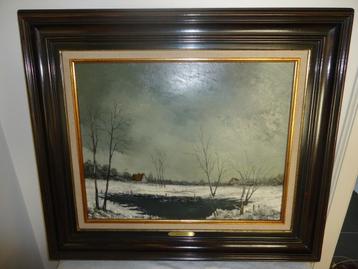 Paysage d'hiver peint sur toile., Enlèvement