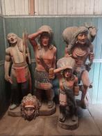Set Houten indianen family  levensgroot, Ophalen