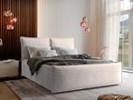 Opberg Boxspring Montana 160x200 Ribstof Beige + voetbord, Verzenden, Beige, 200 cm, 160 cm