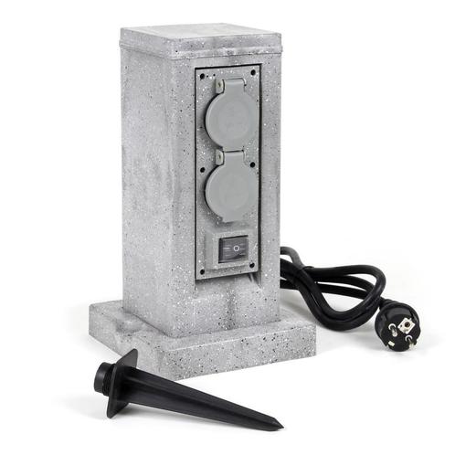 Buitenstopcontact "Graniet" hoog | 4-voudig | 2 schakelaars, Huis en Inrichting, Woonaccessoires | Zuilen en Pilaren, Nieuw, Ophalen of Verzenden