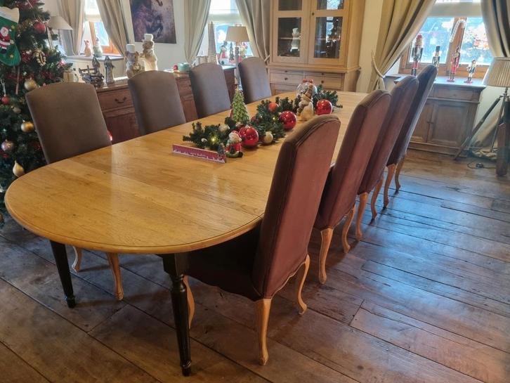 8 chaises en chêne, Maison & Meubles, Chaises, Comme neuf, Cinq, Six Chaises ou plus, Bois, Tissus, Autres couleurs, Enlèvement