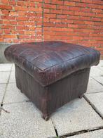 1970s vintage patchwork leder poef patine, Huis en Inrichting, Ophalen, Gebruikt, 50 tot 75 cm, Leer