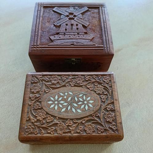 2 antiek houten sigarendoosjes., Antiek en Kunst, Antiek | Overige Antiek, Verzenden