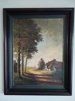 Schilderij met boerderij 80x100cm R. Deleu, Antiek en Kunst, Ophalen