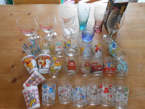 verres à moutarde enfant  bière coca 1e/P Mickey relief 3e, Verzamelen, Glas en Drinkglazen, Zo goed als nieuw, Ophalen